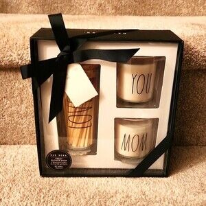 Rae Dunn "Love You Mom" Scented Candles & Matches Gift Set NIB